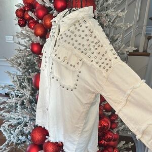White Studded Button-Up Shirt